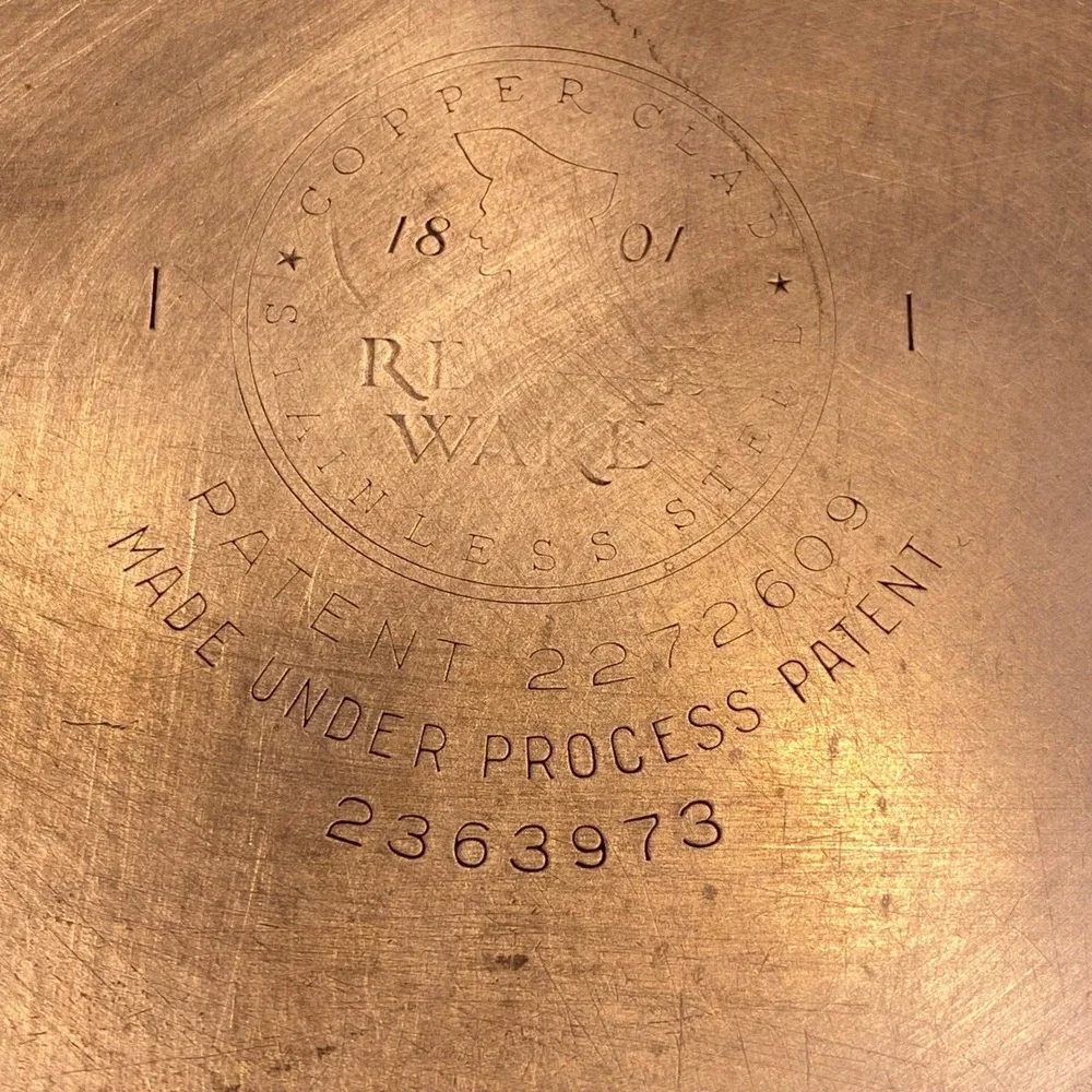 Vintage Revere Ware 1801 8 Inch Skillet Lid Copper Clad Double Ring USA Pre 1968